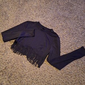 SHEIN Black Fringy Long Sleeve